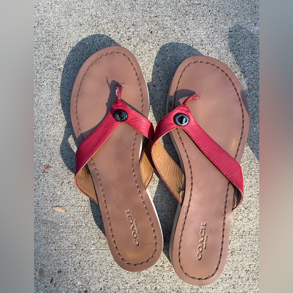 Coach Red and Tan Women's Sandals